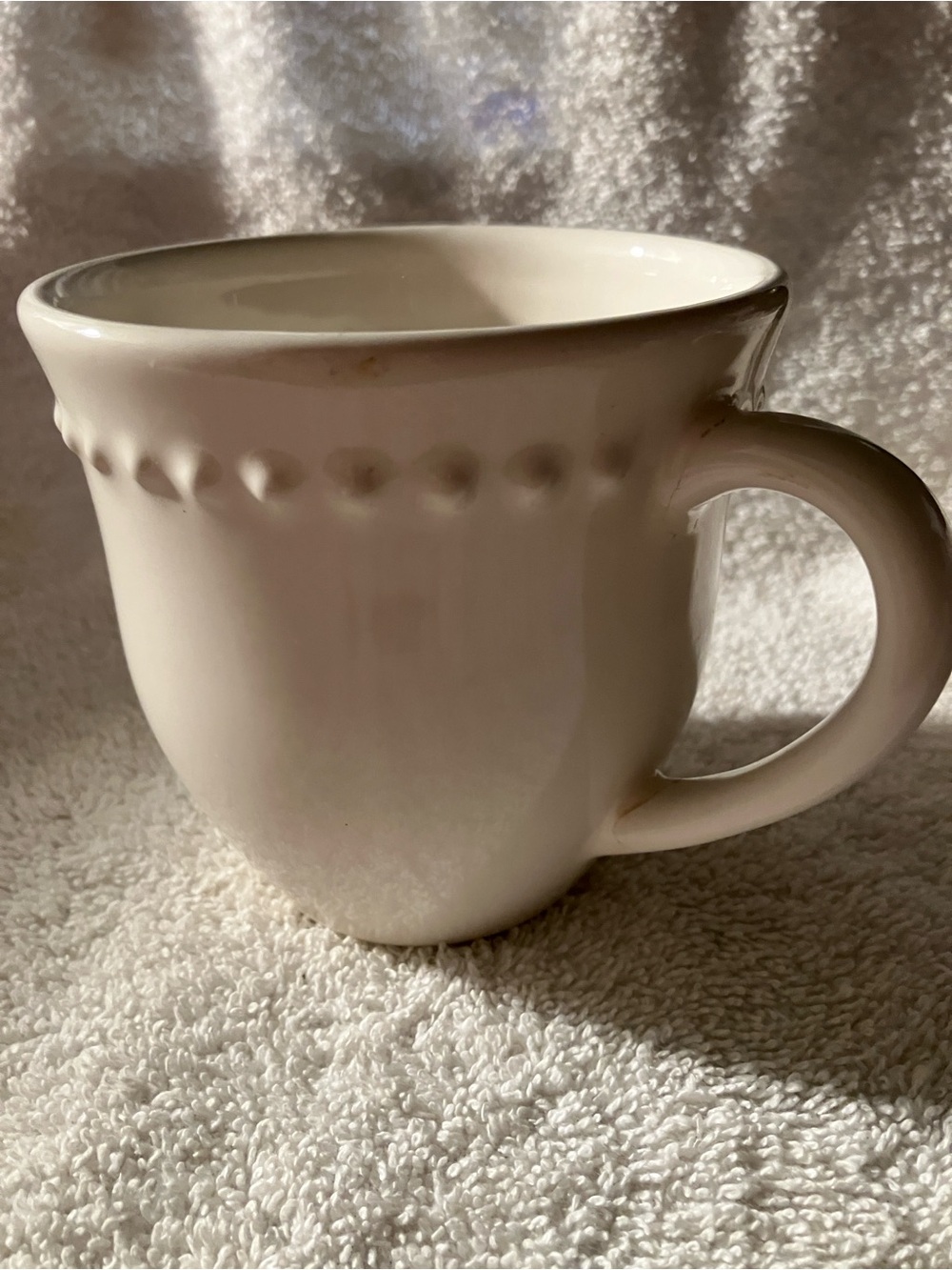 2 Beaded Cream White Coffee Mugs Pottery Barn